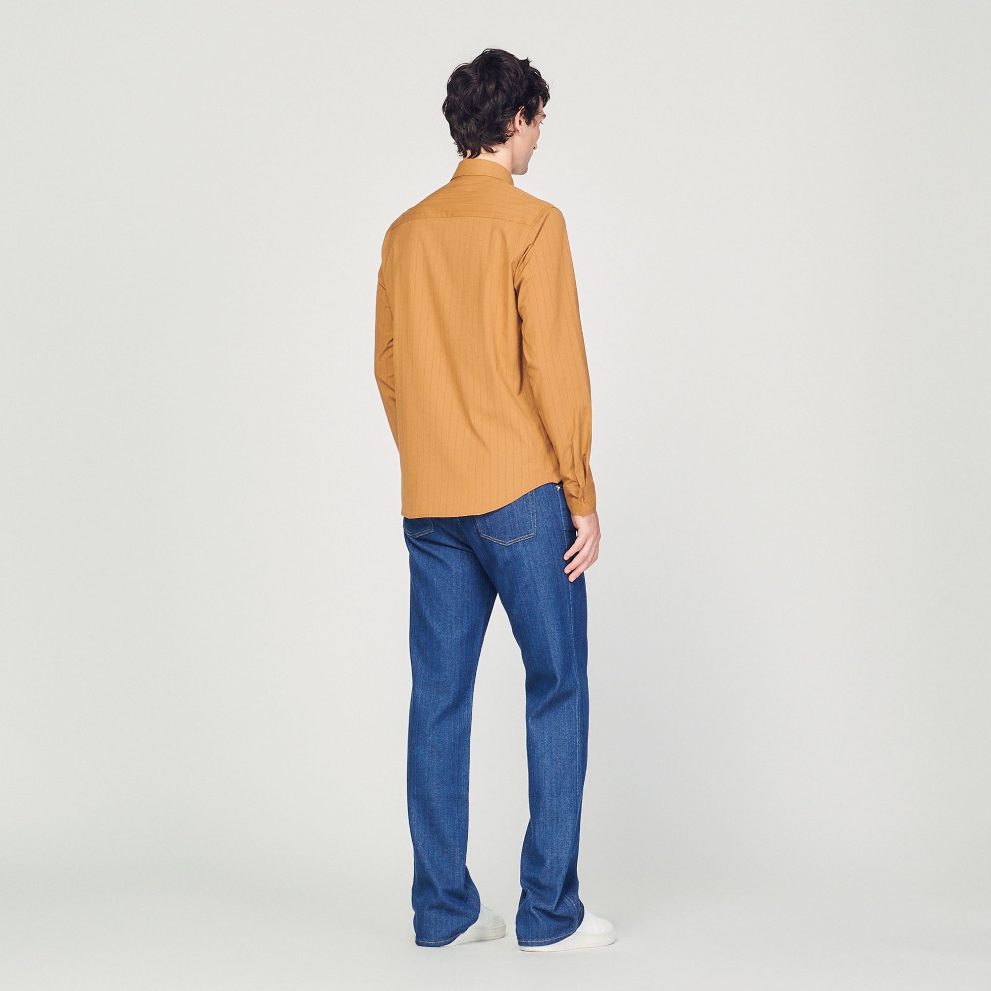 Men Striped Flowing Shirt - Camel