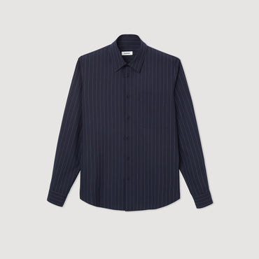 Men Striped Flowing Shirt - Navy Blue