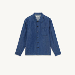 Men Linen And Organic Cotton Overshirt - Blue