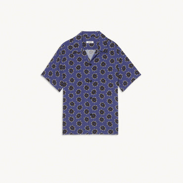 Men Printed Flowing Shirt - Navy Blue