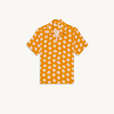 Men Printed Flowing Shirt - Orange