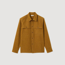 Men Wool Overshirt - Olive Green