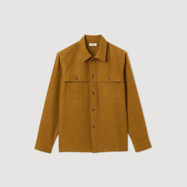 Men Wool Overshirt - Olive Green