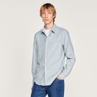 Men Flannel Shirt - Sky Blue