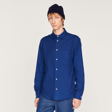 Men Flannel Shirt - Navy Blue