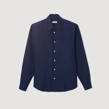 Men Flannel Shirt - Navy Blue