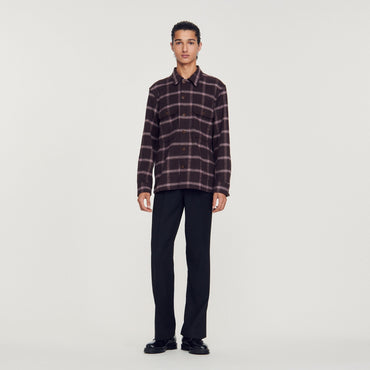 Men Check Overshirt - Brown