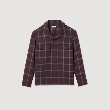 Men Check Overshirt - Brown