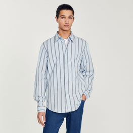 Men Striped Shirt - Light Blue