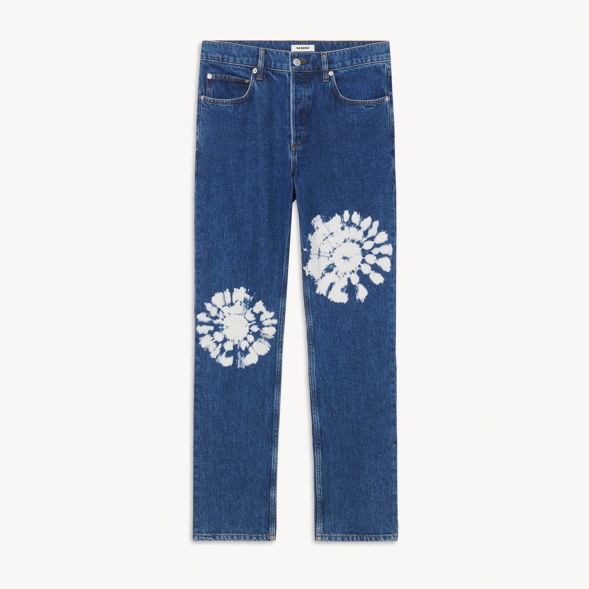 Men Straight-Cut Tie-Dye Jeans - Blue Vintage - Denim