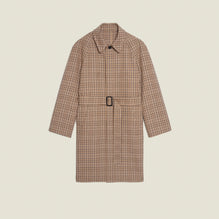 Men Decorative Checked Coat - Beige