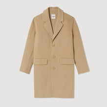 Men Straight-Cut Wool Coat - Beige