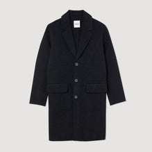 Men Straight-Cut Wool Coat - Heather Charcoal