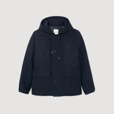 Men Wool Cloth Coat - Navy Blue