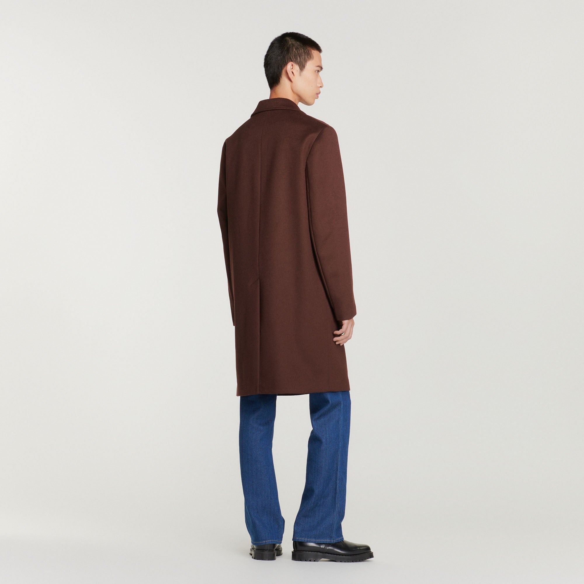 Men Wool Cloth Coat - Black Brown