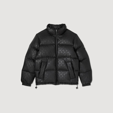 Men Oversized Padded Sandro Logo Jacket - Black