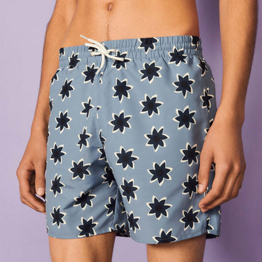 Men Floral Print Swim Shorts - Blue