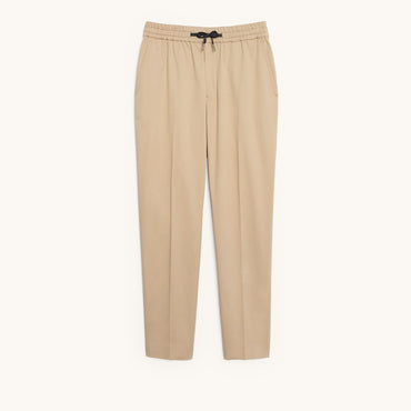 Men Cotton Carrot-Fit Trousers - Beige