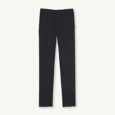 Men Straight-Leg Virgin Wool Trousers - Navy Blue