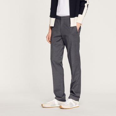 Men Virgin Wool Trousers - Mocked Grey