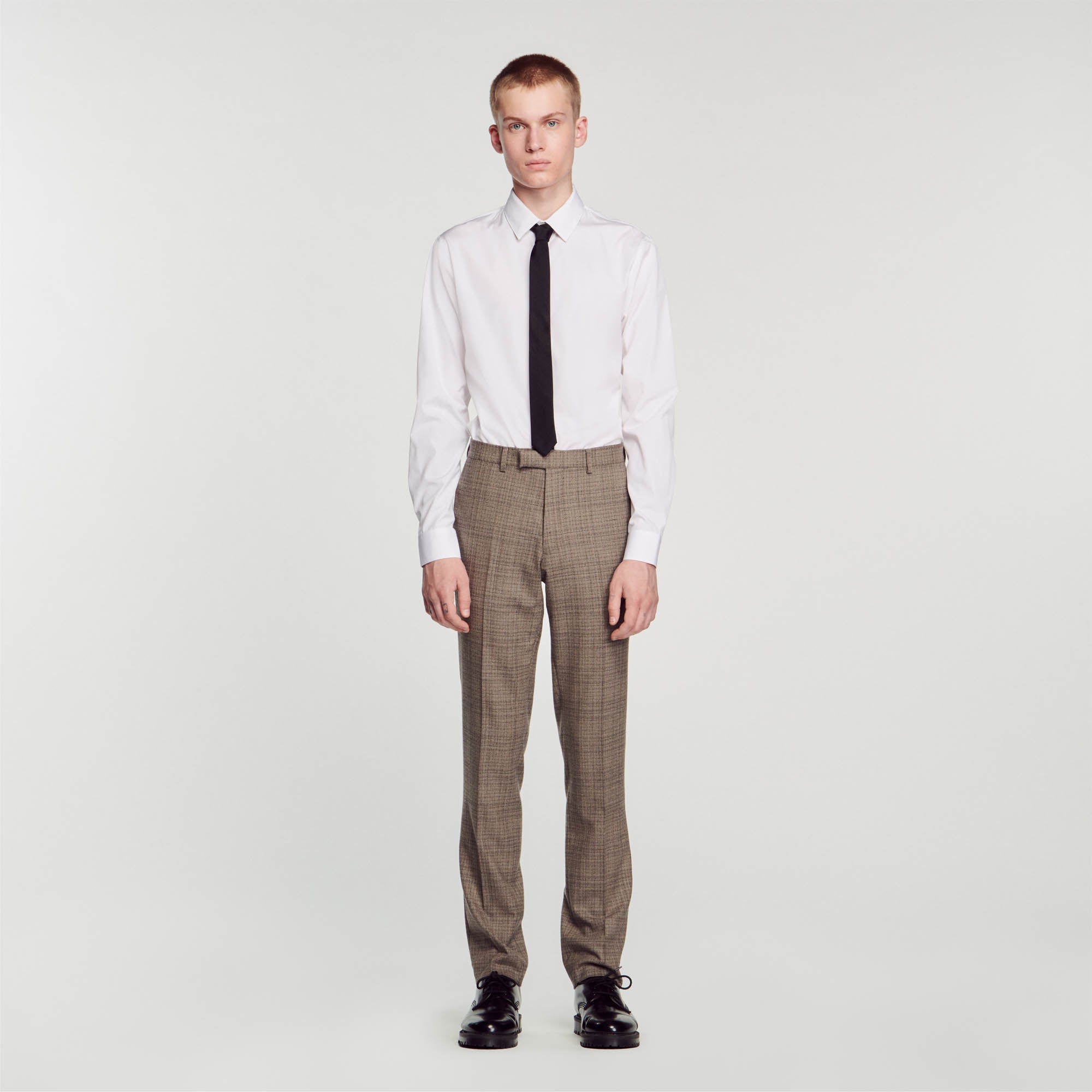 Men Wool Suit Trousers - Grey