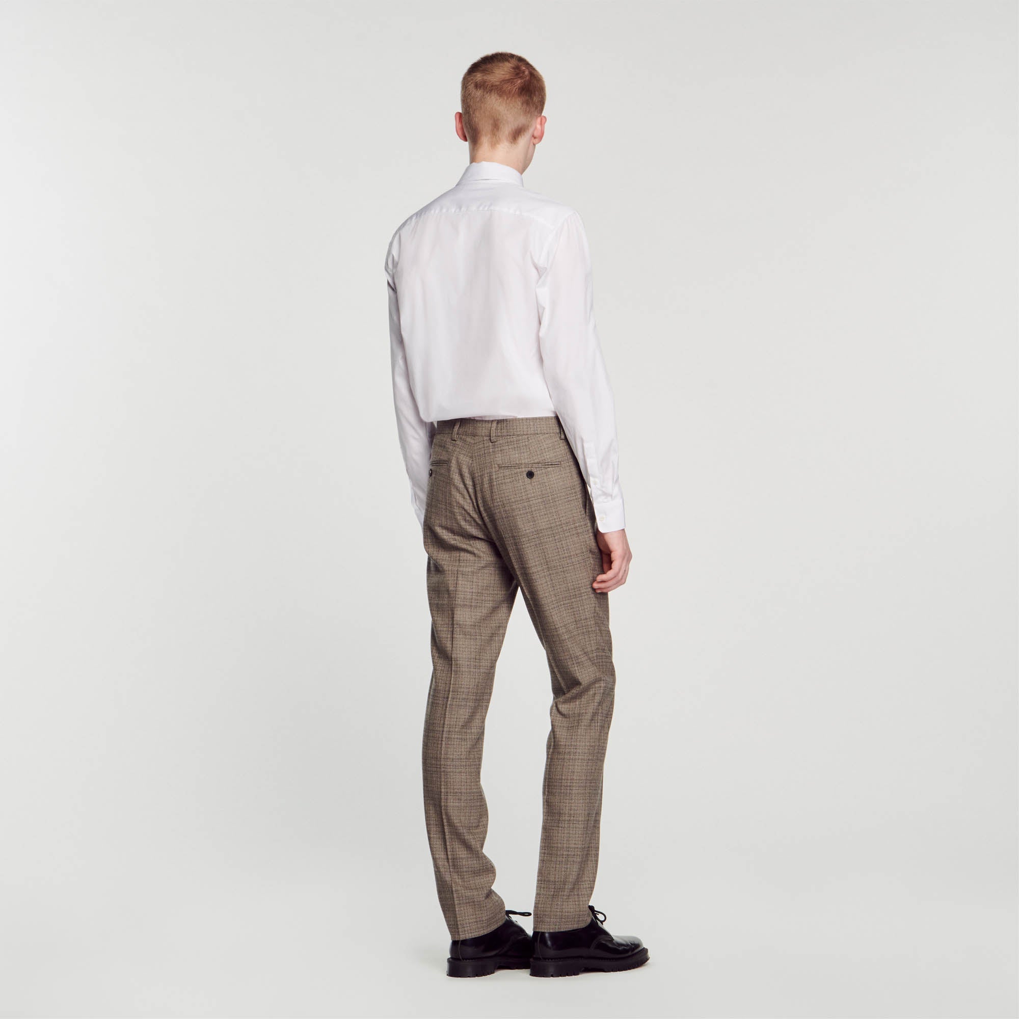 Men Wool Suit Trousers - Grey