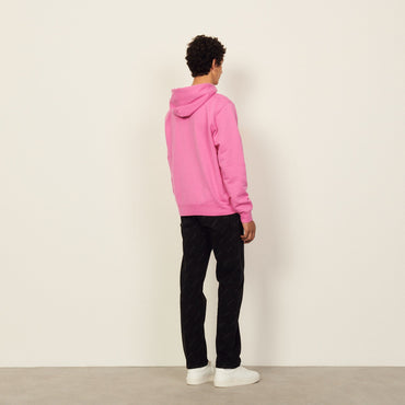 Men Cotton Hoodie With Artwork - Pink