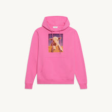 Men Cotton Hoodie With Artwork - Pink