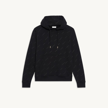 Men Cotton Hoodie With Sandro Print - Black