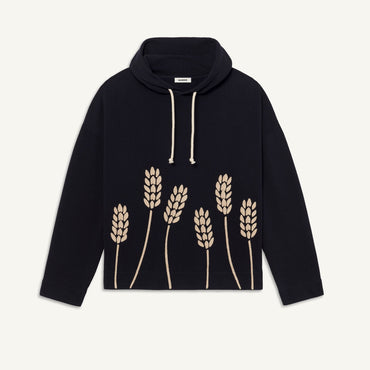 Men Embroidered Hoodie - Navy Blue