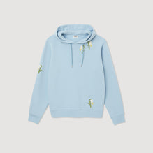 Men Embroidered Lily Of The Valley Hoodie - Sky Blue