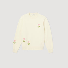 Men Embroidered Tulip Sweatshirt - Ecru