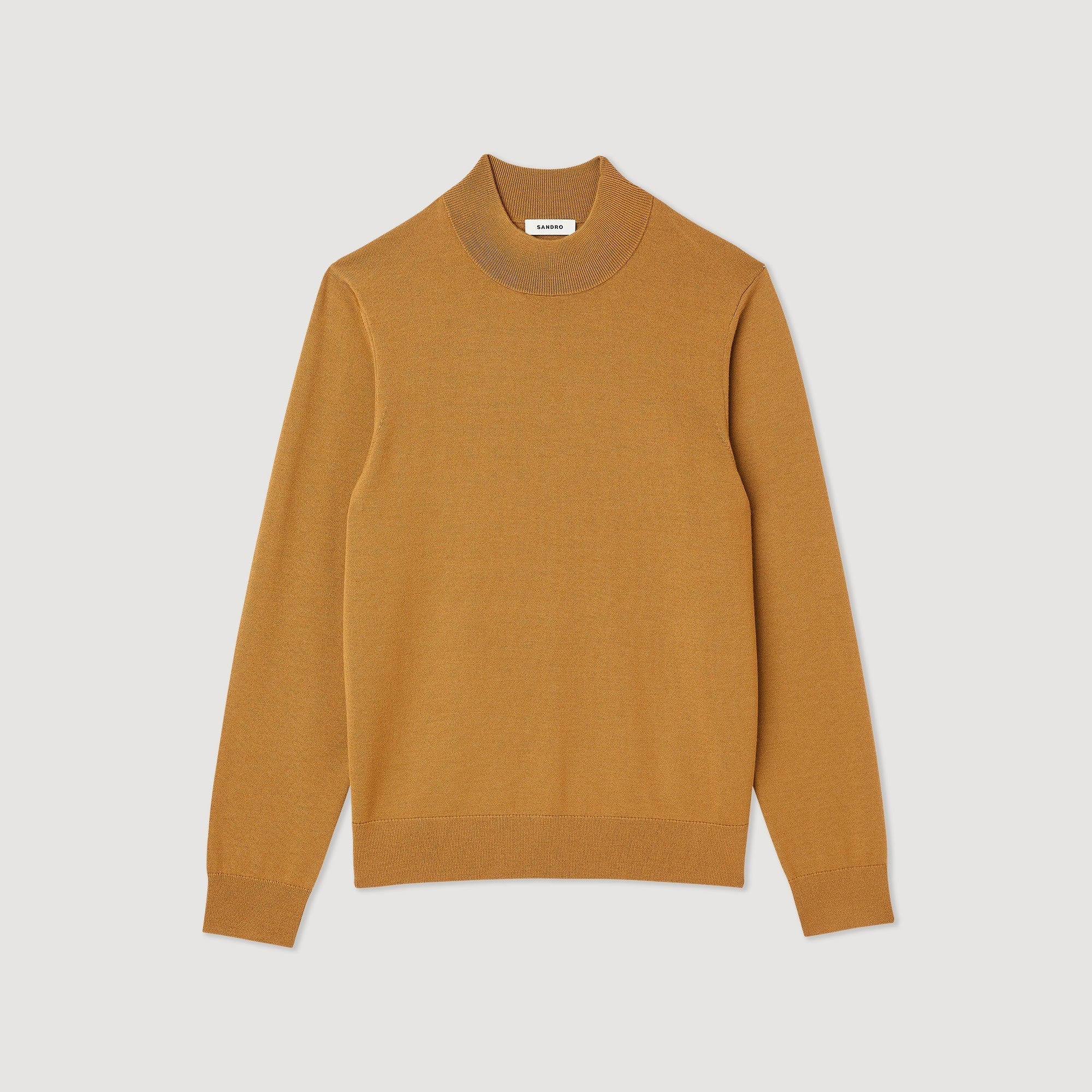 Men Funnel Neck Sweater - Light Brown