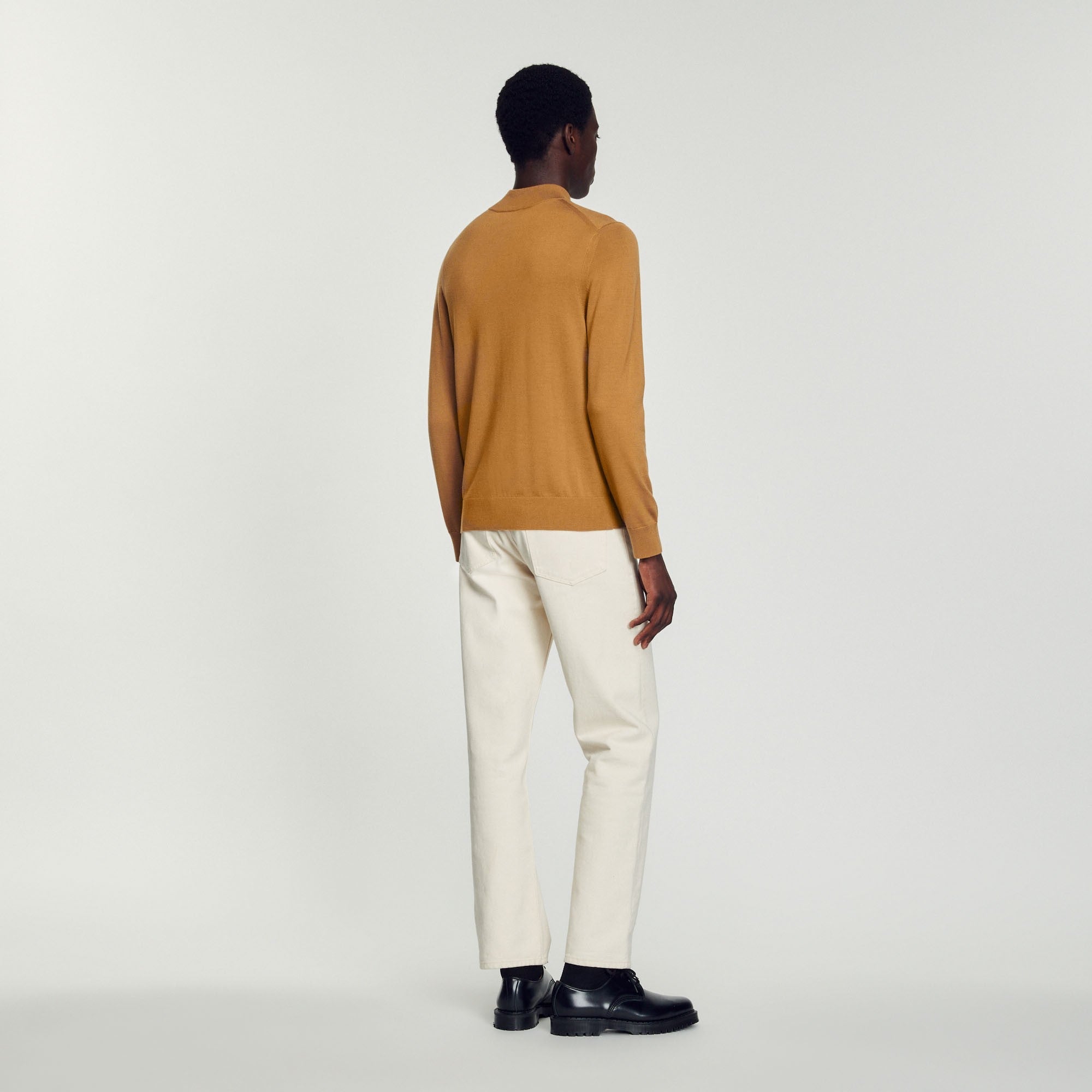 Men Funnel Neck Sweater - Light Brown