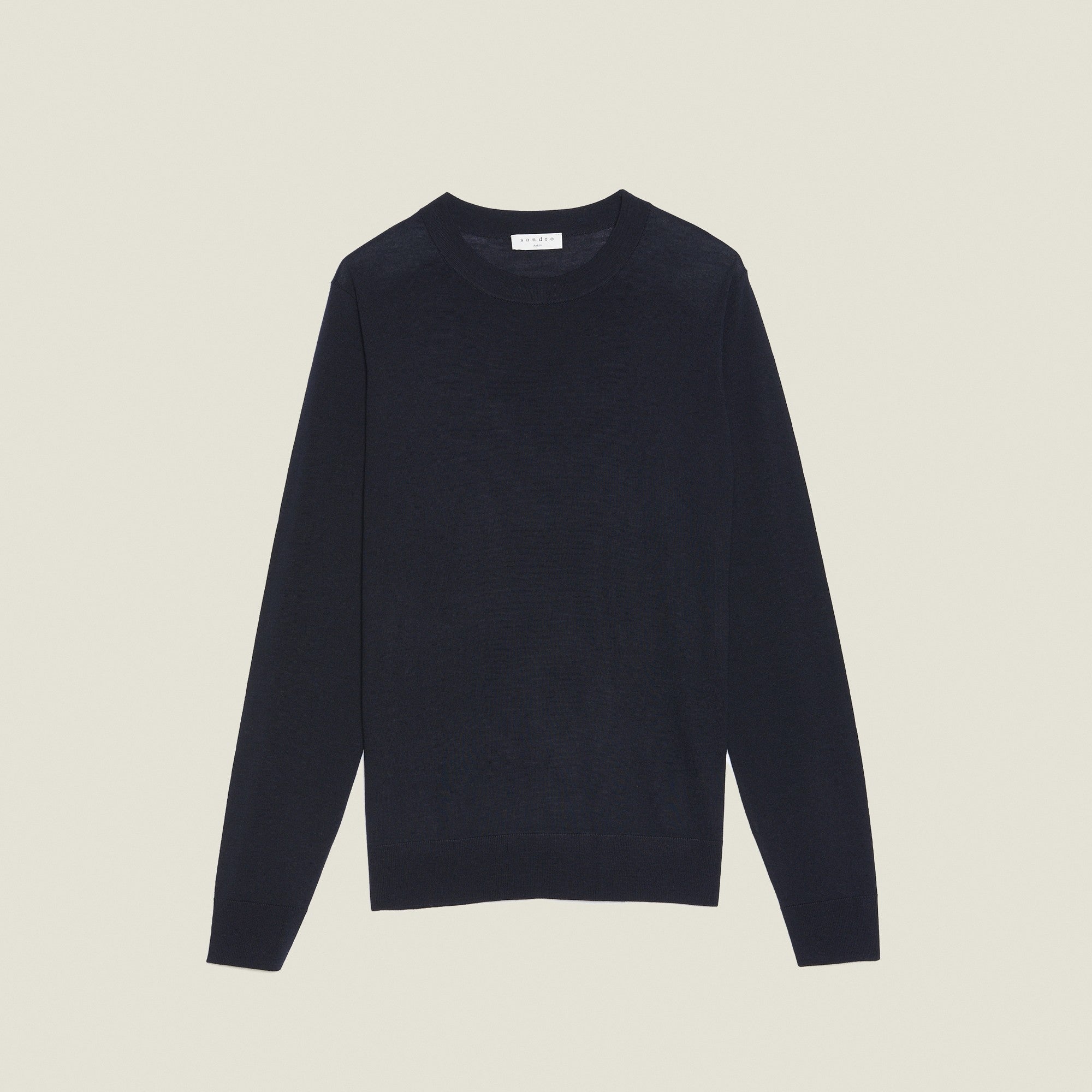 Men Merino Wool Sweater - Navy Blue