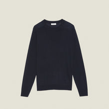 Men Merino Wool Sweater - Navy Blue