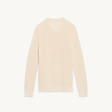 Men Cotton And Silk Sweater - Ecru