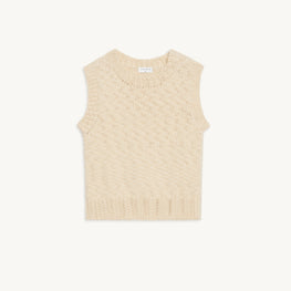 Men Woollen Vest Top - Ecru