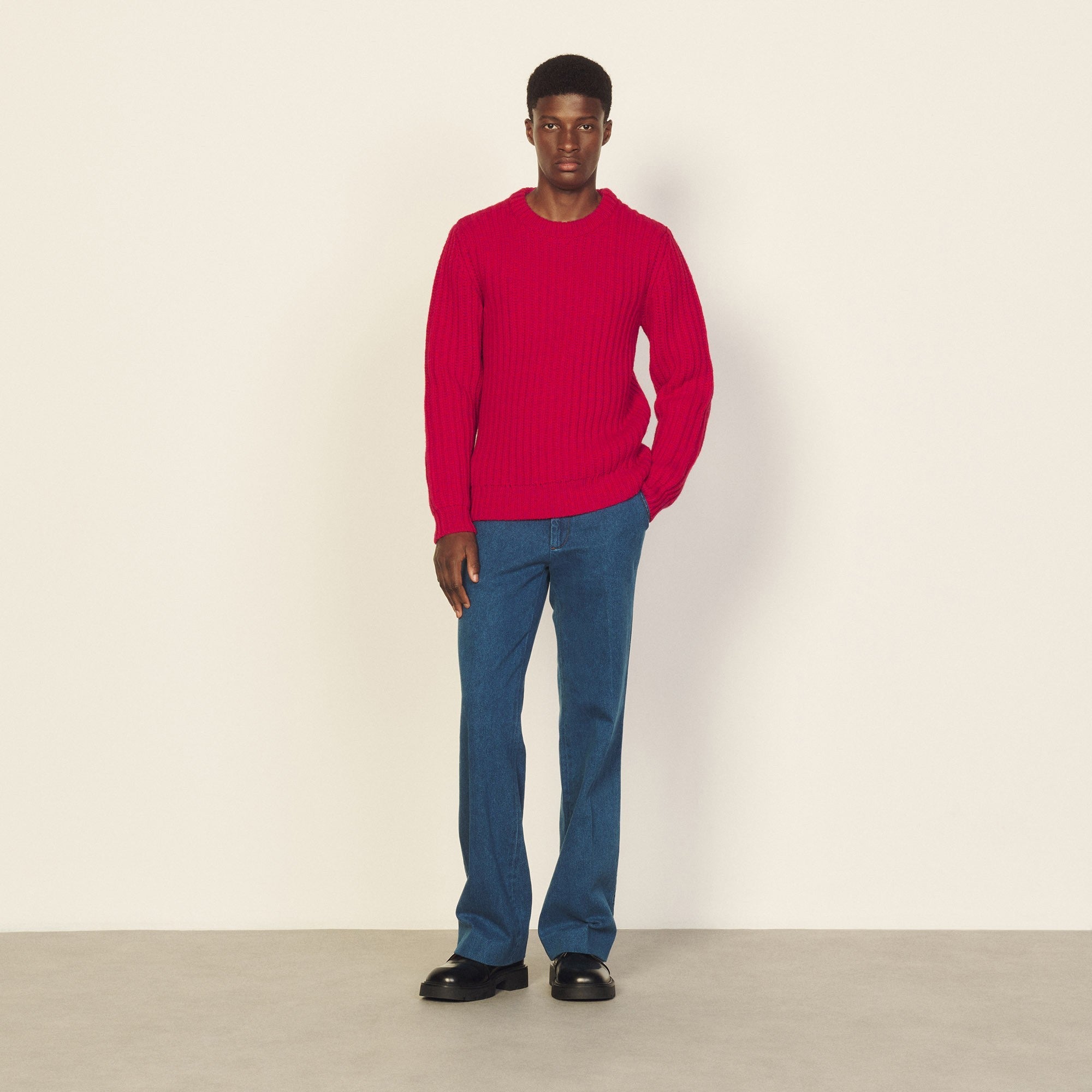 Men Wool Blend Sweater - Pink