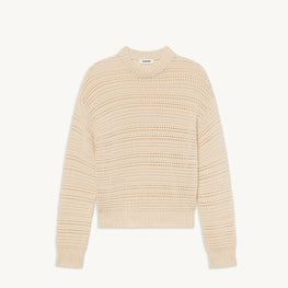 Men Openwork Knit Sweater - Ecru