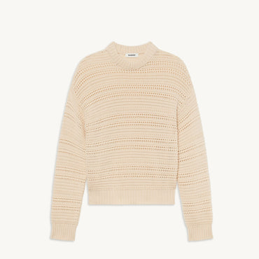 Men Openwork Knit Sweater - Ecru