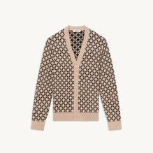 Men Jacquard Cardigan - Beige / Black