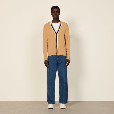 Men Fine Knit Cardigan - Camel