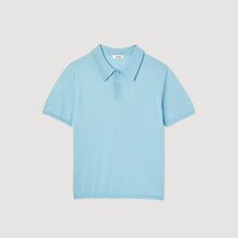 Men Short-Sleeve Knitted Polo Shirt - Sky Blue