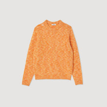 Men Round Neck Wool Sweater - Orange