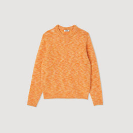 Men Round Neck Wool Sweater - Orange