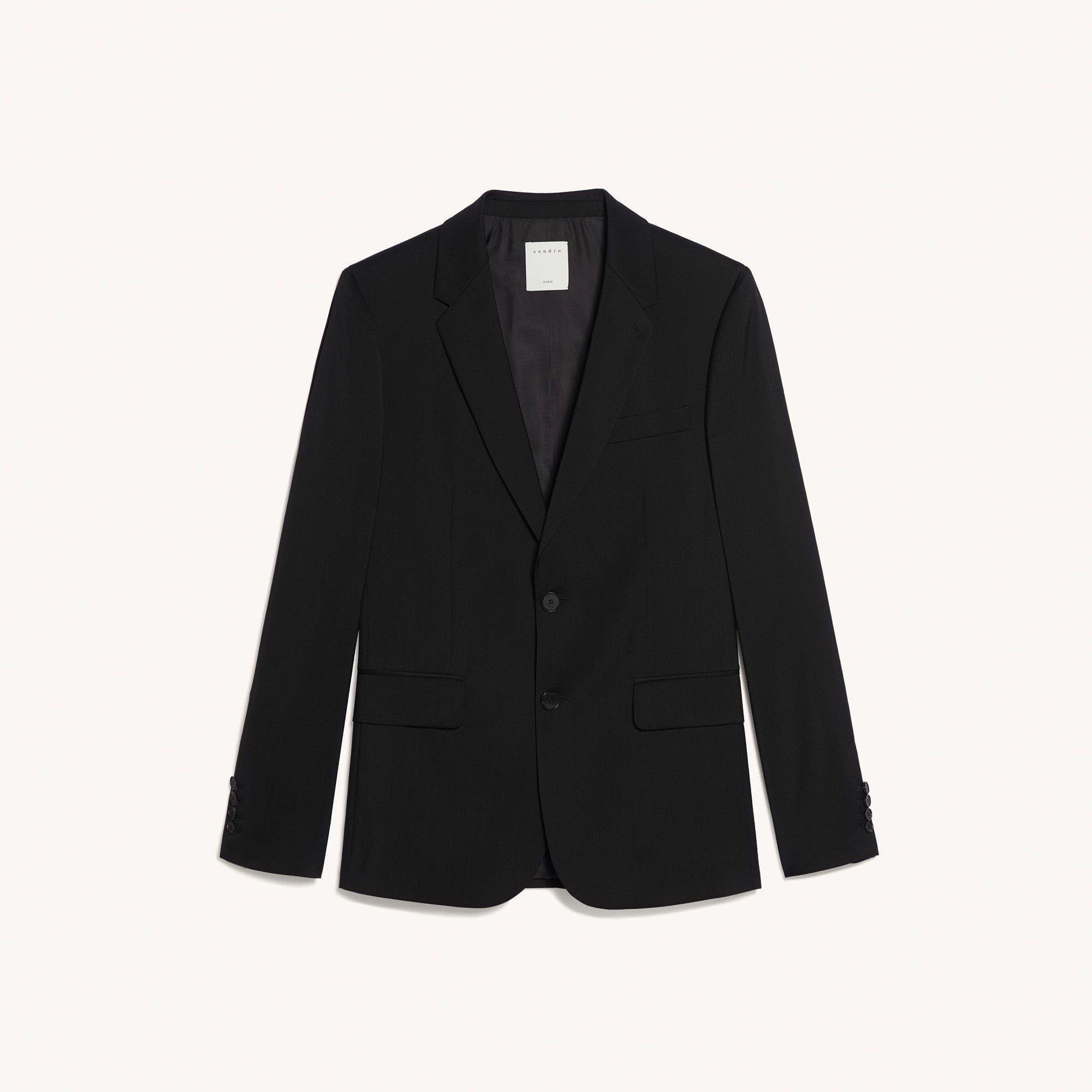 Men Wool Suit Jacket - Black