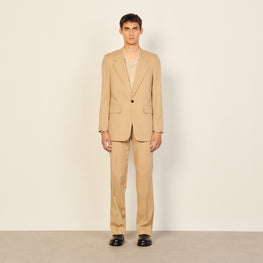 Men Cool Wool Suit Jacket - Beige