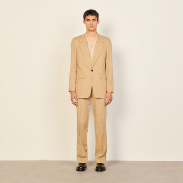 Men Cool Wool Suit Jacket - Beige