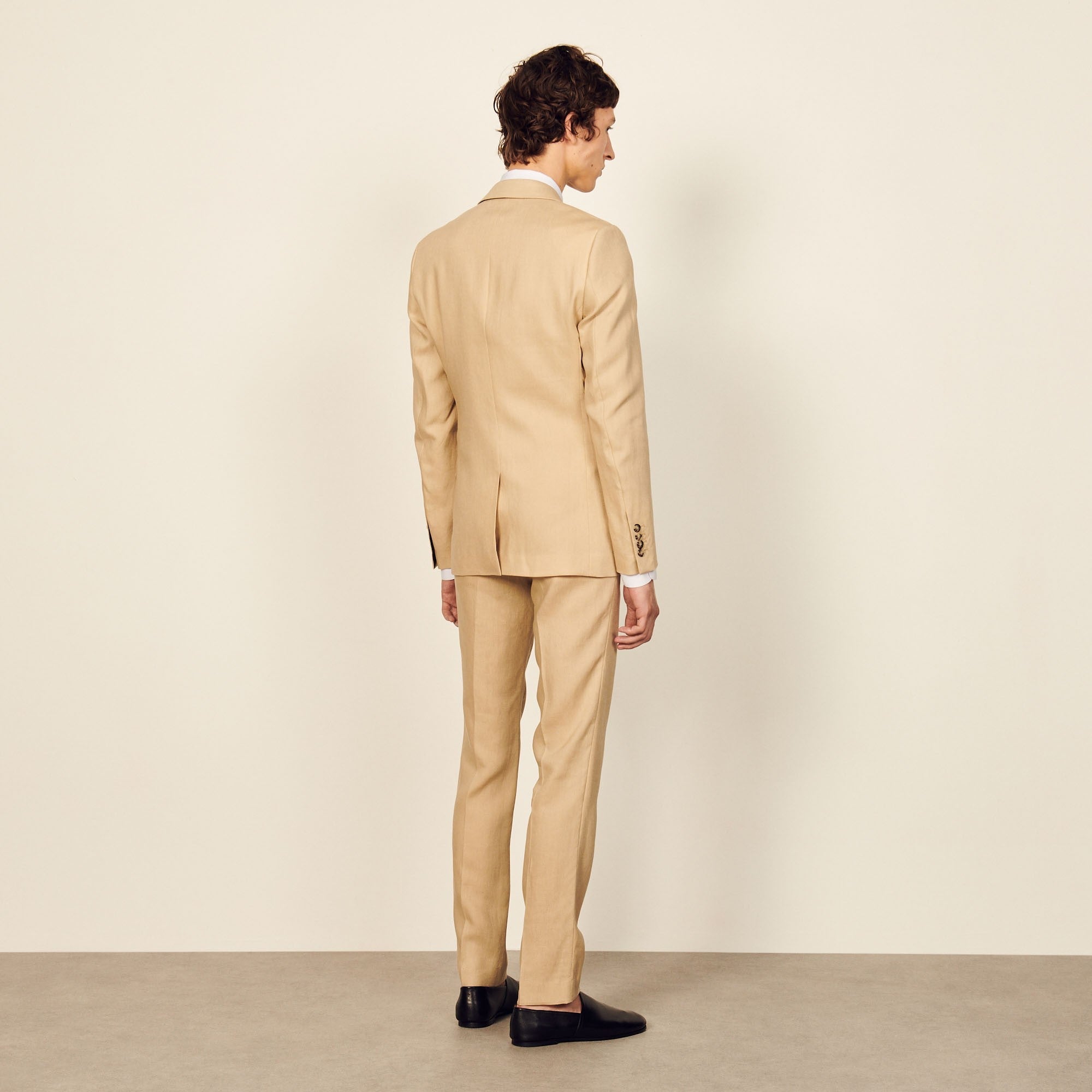 Men Linen Suit Jacket - Beige